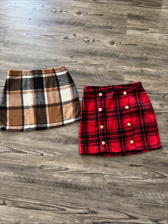 SHEIN Dresses & Skirts - SHEIN Red Plaid Double-Breasted Mini Skirt
